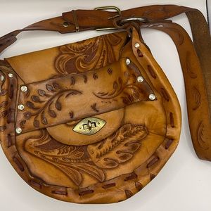 Tooled Leather Crossbody Bag